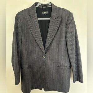 Zanella Platinum Silk Wool Blend Single Button Blazer Suit Jacket Size 14 Amarra